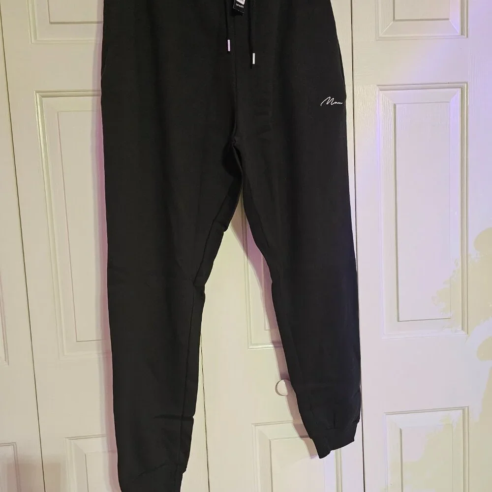 Boohooman Skinny Logo Signature Jogger Pants Black Size 4XL NWT - Picture 2 of 3